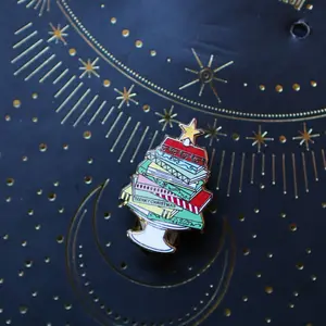 Christmas Book Tree Enamel Pin: Book Lover Gift