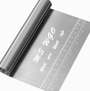 Pro Dough Pastry Scraper/Cutter/Chopper Stainless Steel Mirror Polished with Measuring Scale Multipurpose- Cake, Pizza Cutter - Pastry Bread Separator Scale Knife