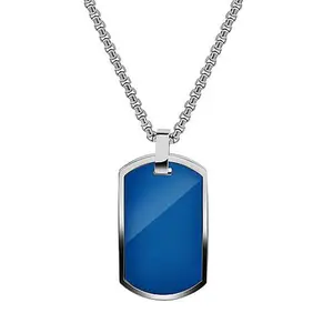 Geoffrey Beene Stainless Steel Polished Dog Tag Pendant Necklace Geoffrey Beene Stainless Steel Polished Dog Tag Pendant Necklace