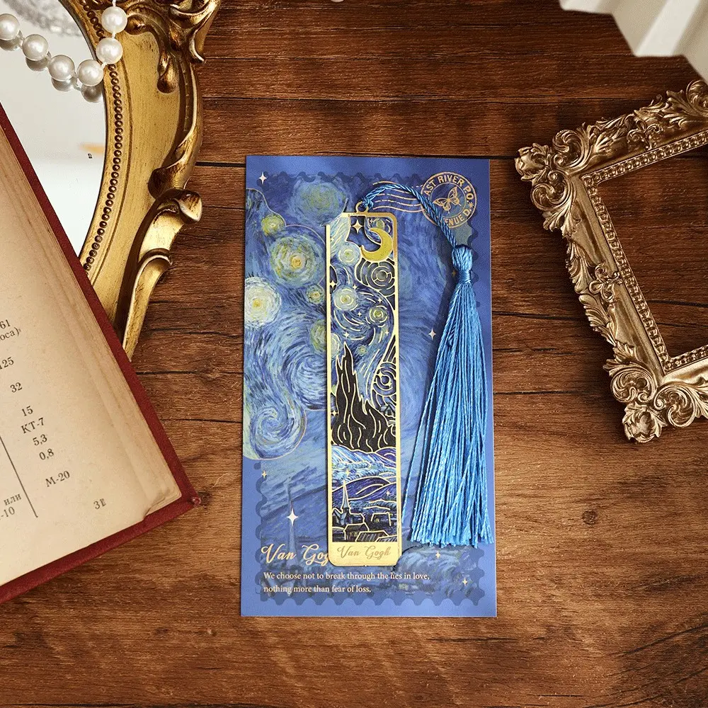 Vintage Floral Painting Metal Bookmark, 1 Count Hollow Bronzing Bookmark with Tassel, Stationery Gift for Book Club Readers, Birthdays and Festivals, Teenage Girl Gifts, Book Accessories