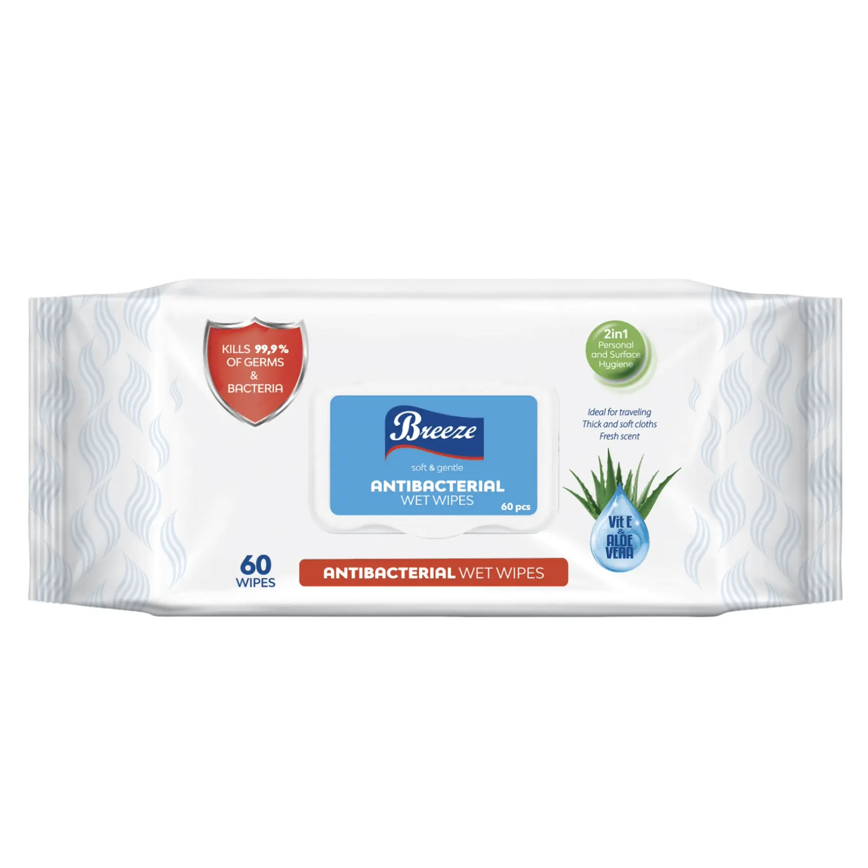 BREEZE ANTIBACTERIAL WET WIPES 60 PCS BREEZE ANTIBACTERIAL WET WIPES 60 PCS