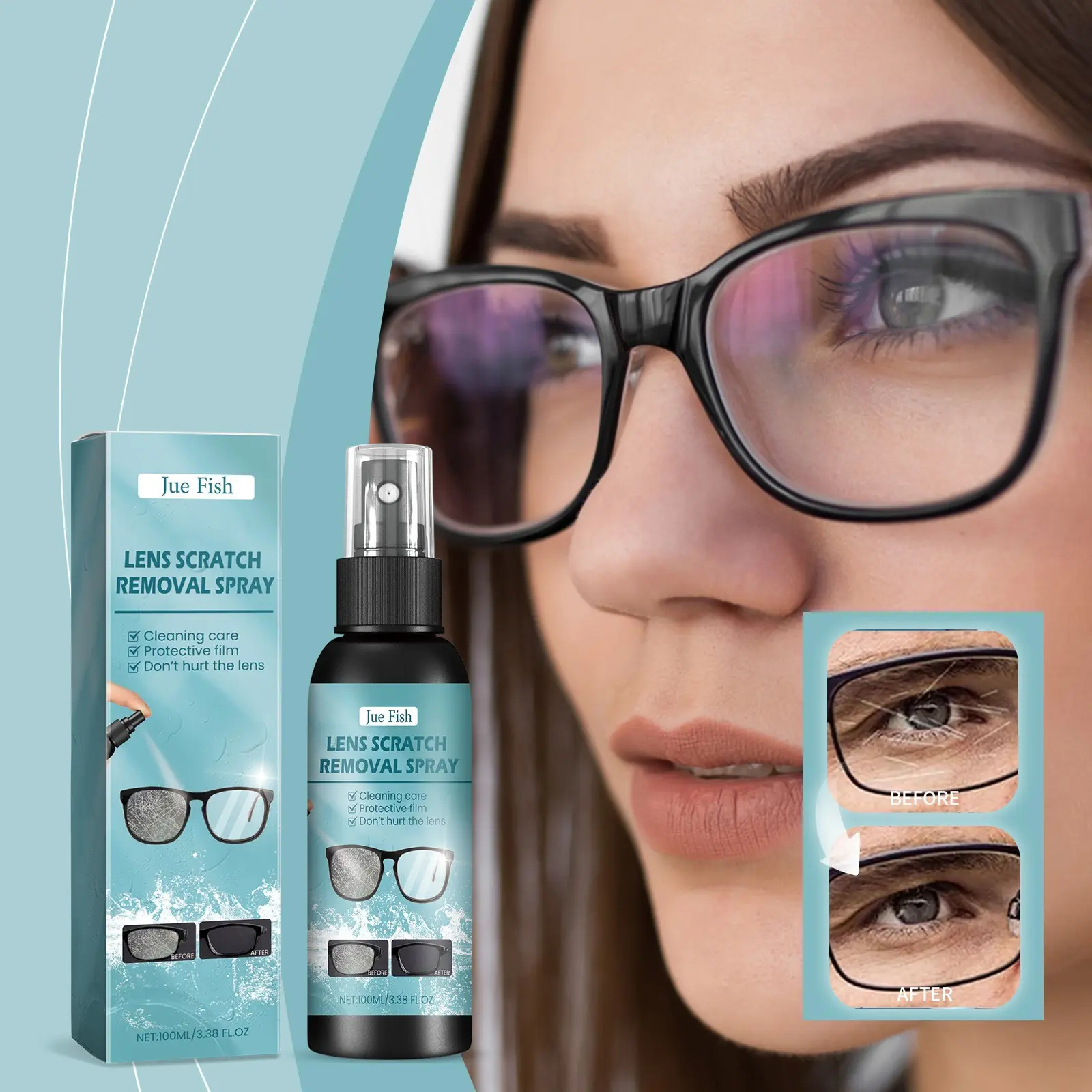 Lens Scratch Remover Repair Scratches Blurred Glasses Glass Polishing Refurbishment Maintenance Agent, Eyeglass Care Solution, Eyewear Care, Lens Cleaning, Scratch Removal, Eyeglass Lenses
