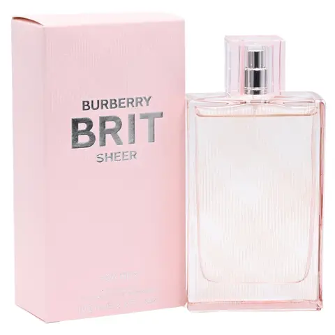 BURBERRY Brit Sheer Women's Eau de Toilette (EDT) Spray Perfume - 3.4oz Floral Citrus Sweet Scent, Peach, Litchi, Yuzu Notes, Peach & Musks Finish, Moderate Sillage, New Box, Daily Elegance, Active Spray & Aromatic Scent Women's Fragrance, Everyday Wear