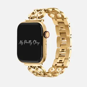 My Pretty Strap – Compatible Apple Watch Band – Stainless Steel iWatch Strap for Women – Series 1–11, SE & Ultra (38MM / 40MM / 41MM / 42MM / 44MM / 45MM / 49MM) – Gold, Silver – Gemina
