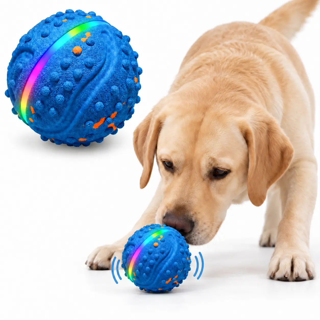 ETPU Durable Interactive Moving Dog Ball Toy - Newly Upgraded, Motion-Activated Automatic Rainbow Rolling, USB Rechargeable for Small/Medium/Large Dogs, Springtok