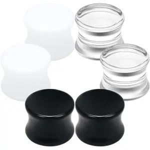 6G-30mm Solid Acrylic Gauges for Ear Double Flared Saddle Plug Tunnels Earrings Clear Black White Ear Plugs Tunnels for Women Men