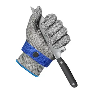 A9 Level 9 Cut Resistant Glove Food Grade, 2.0 Upgraded Protective/Anti Knife Cutting Stainless Steel Mesh Metal Glove, for Chefs Kitchen Work Oyster Shucking Butcher Meat Cutting (X-Large)