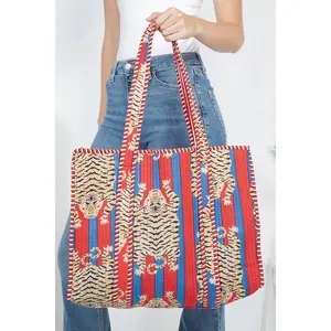 Reversible Quilted Cotton Tote Bag