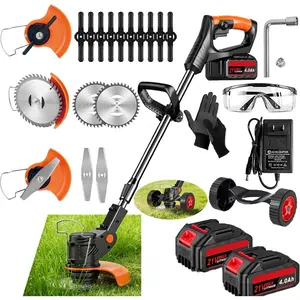 21V Cordless Weed Wacker, Electric Weed Eater Brush  Lawn Edger - 3.9 lbs Lightweight Weed Trimmer with 3 Types , Adjustable Height &  Angle for Yard Garden Lawn Care