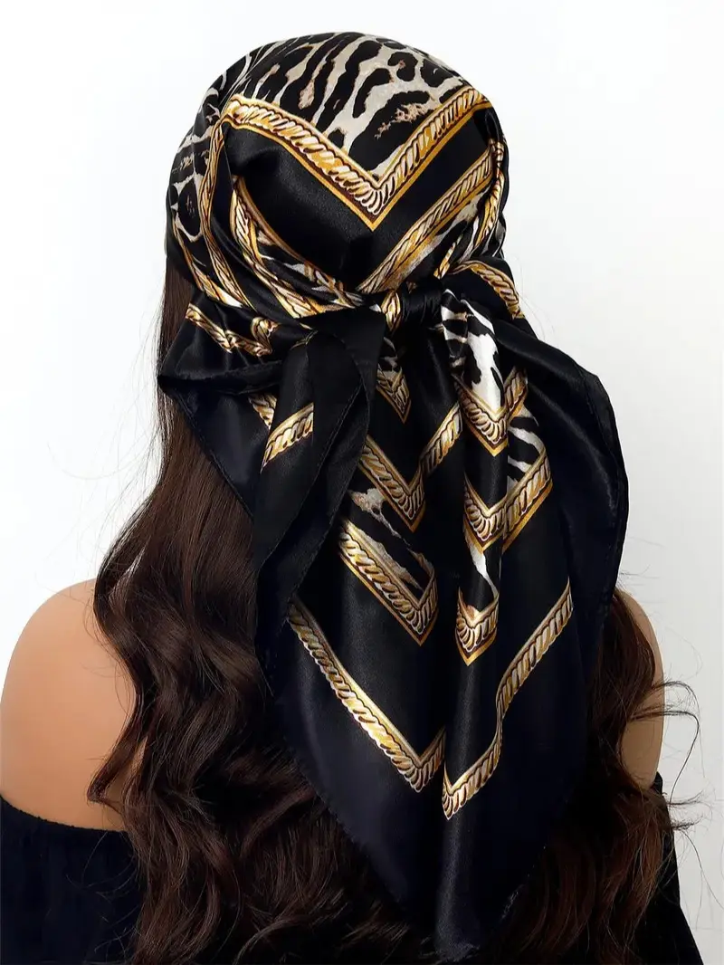Women's Fashion Leopard Print Square Scarf, Casual Soft Comfortable Shawl for Daily Wear, Trendy Accessories for Women & Girls, Boho Style Scarf, Versatile Fashion Hair Scarves