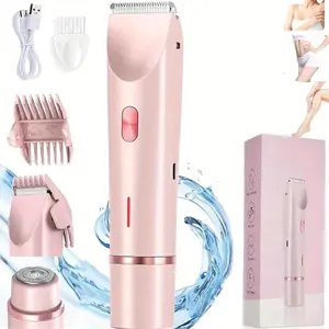 2 in 1 Women's Dual Head Epilator and Shaver, USB Rechargeable Gentle Hair Removal for Bikini Underarm Legs Face Portable Stainless Steel Blade Cleaning Brush, Ideal Birthday Gift, Christmas Gift