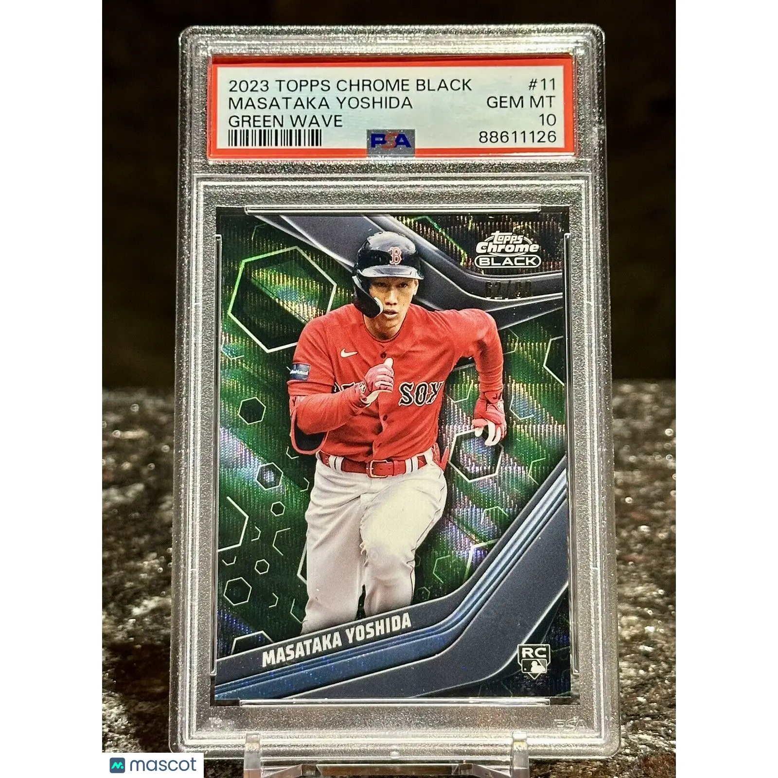 Masataka Yoshida PSA 2023 Topps Chrome Black RC Green Wave #/99 10 GEM Red Sox