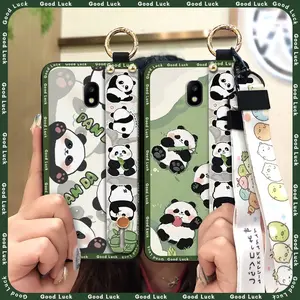Durable Dirt-resistant Phone Case For Samsung Galaxy J730/J7 2017/J7 Pro Soft case Shockproof Fashion Design Wristband protective ring panda Waterproof Kickstand Anti-knock Cute