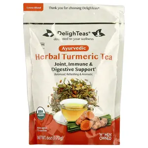 DelighTeas Ayurvedic Herbal Turmeric Tea, Caffeine Free, 6 oz (170 g)