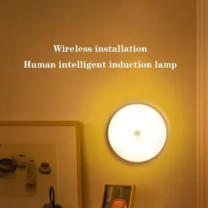 Rechargeable USB Round LED Light, Motion-Activated Night Light, 3000K Warm Light, Magnetic Mounting, Portable Bedside Lamp, For Kitchen, Hallway, Bathroom, Stairs, Nighttime Use