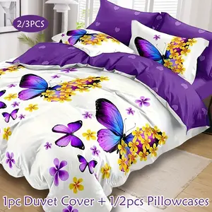 Butterfly Print Bedding Set, 1 Count Bedspread & Pillowcase without Filler, Soft Comfortable Bedding Set for Home Bedroom, Soft Breathable Bedding