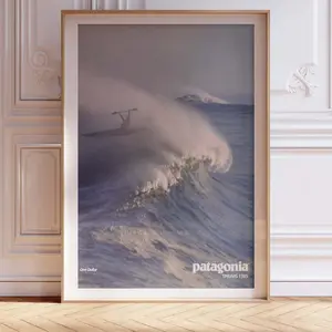 Vintage Patagonia Spring 1985 Kayak Ocean Wave Poster Print Wall Art