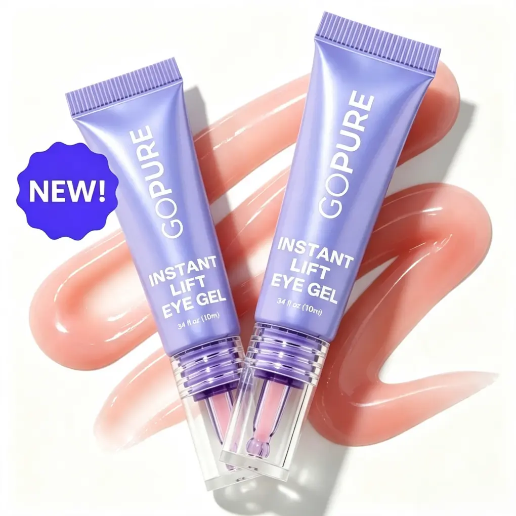 2 BOTTLES GOPURE INSTANT LIFT UNDER EYE GEL 10ML, Dermatologist Tested Collagen Peptide Eye Serum, Instant Depuff & Firming Care, Smooth Crow’s Feet, Fade Eye Bags For Mature Anti-Aging Skin