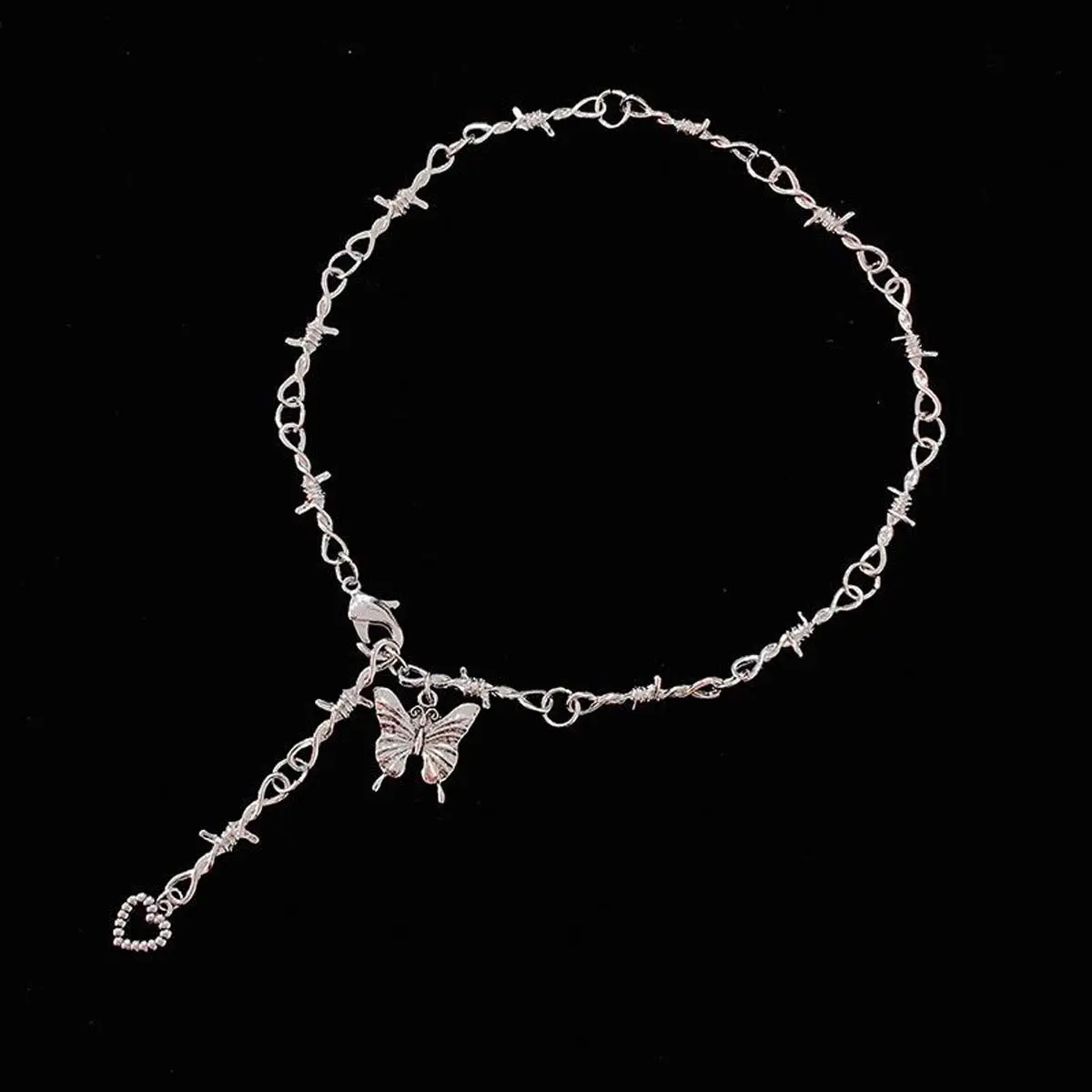 Hip hop punk exquisite sweet butterfly pendant women's retro street style distressed necklace