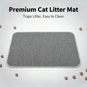 Premium Cat Litter Mat - Double Layer Waterproof Honeycomb Design Traps Litter Easy Clean Soft on Paws