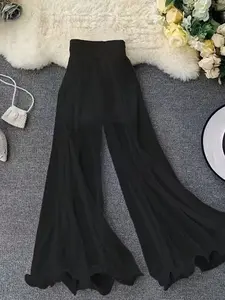 New Women's Summer Wide Leg Pants, Ruffle Fish Tail Bell Bottoms, Casual Long Pants, Fashionable and Comfortable, Perfect for Daily Wear, Casual Streetwear Pants, Bell Bottom Trousers