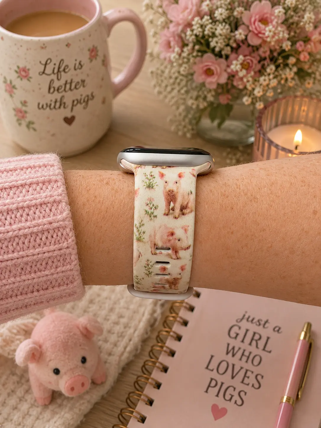 Cute Piglet Watch Band | Farm Animal Smartwatch Strap for Pig Lovers
