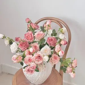 3-Pack Vintage Edge Bulgarian Roses, Oil Painting Texture Dried Flower Artificial Flowers, Wedding Party Centerpiece, Table Decor, Home Decoration ()