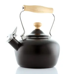 Enamel-on-Steel Carinawood Traditional Teakettle (1.8 Qt), Matte Black