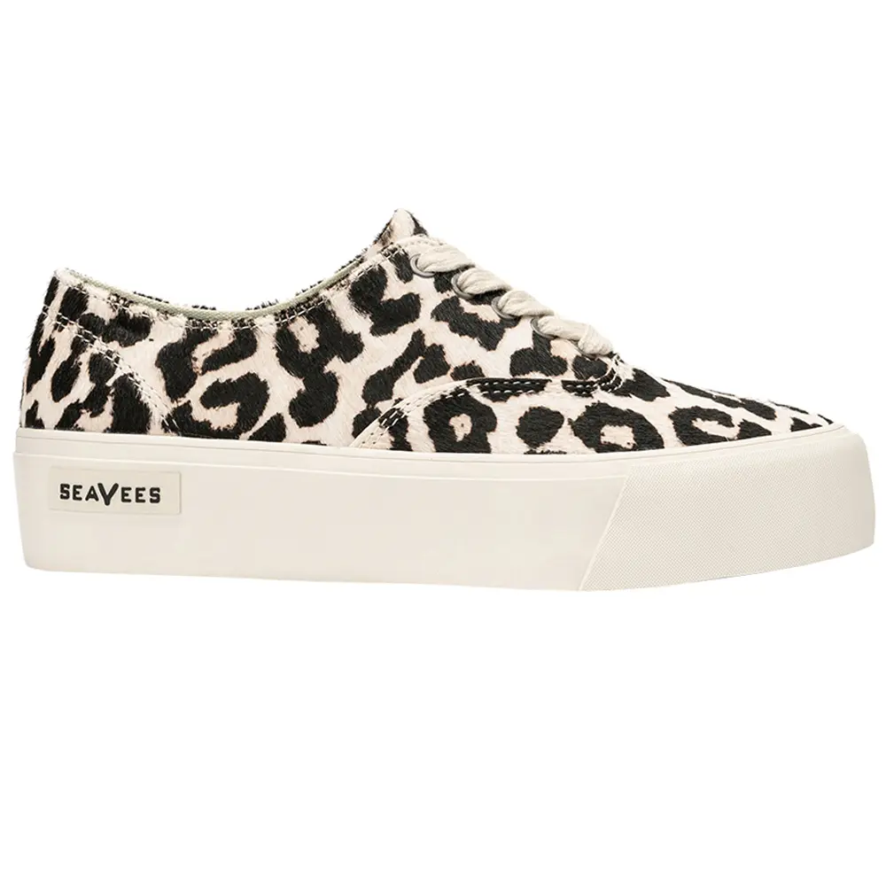 SeaVees Womens Legend Mulholland Leopard Platform Sneakers Shoes Casual - White