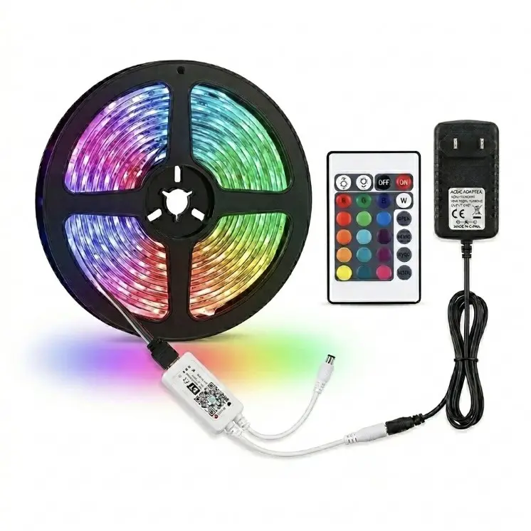Perfect Holiday RGB Flexible LED Strip Lights Complete Kit Waterproof 16FT with Power Adapter Perfect Holiday RGB Flexible LED Strip Lights Complete Kit Waterproof 16FT with Power Adapter