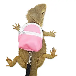 Small Pet Lizard Halloween Costume Set, Funny Transformation, Backpack Snack Bag + Leash, Reptile Accessories, Fun Pet Gear