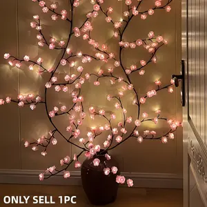 96led Cherry Blossom Tree Light, DIY Realistic Sakura Bedroom Decor Lamp, Party Restaurant Wall Decoration, Wedding Holiday Xmas Home Ambiance