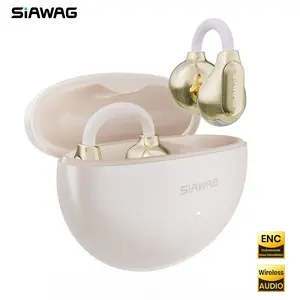 SIAWAG Clip01 Open-Ear Earbuds, Clip-On Headphones, Ultra Comfortable, 3g Lightweight, ENC Noise Cancelling, Dual Pairing, IPX5 Waterproof, Stylish Design, Audio Headset