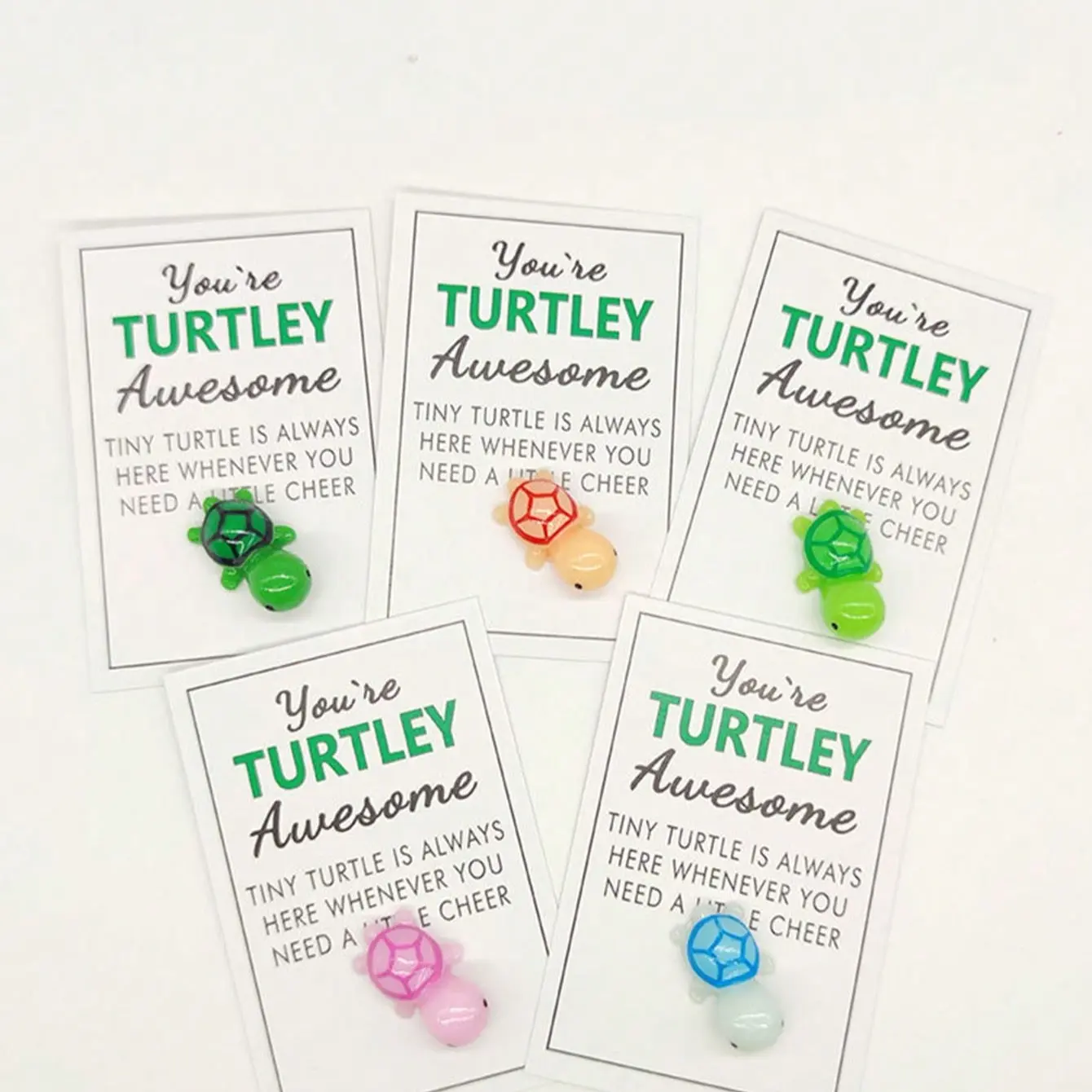 10pcs Inspirational Turtle Lucky Cards, Mini Resin Turtle Cheer Up Card Set, Greeting Card, Perfect Gift for Family Friends Colleagues, Small Business Supplies, Greeting Cards Assortment, Card Design