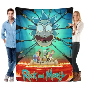 Rick and Morty S9 Family Fight Scene Flannel Throw Blanket Soft Cozy Warm Lightweight Plush Fleece Blanket Unique Christmas Holiday Gift for Rick and Morty Fans Couch Bed Sofa All Season Home Decor