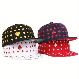 Unisex Poker Embroidered Hip Hop Hat Outdoor Sport Adjustable Sunscreen Leisure Hat Spring Autumn Travel Tourism Beach Vacation