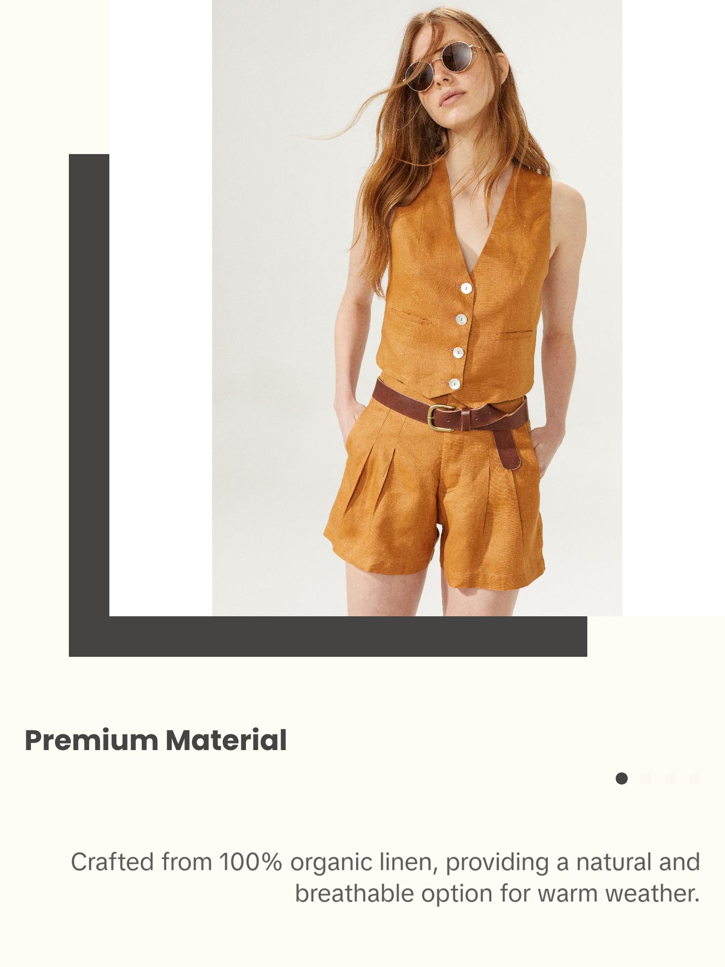Paris Linen Vest - Caramel