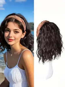 Women's Half-High Synthetic Wig, Lightweight Wave Ponytail Hairpiece, Highlights, Easy Style & Maintain, Versatile Fashion Accessory, Synthetic Hair Wigs