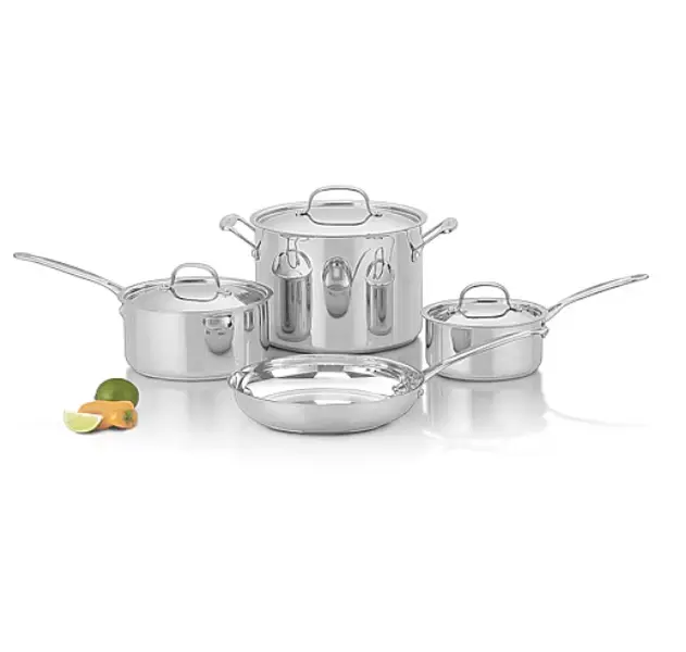Cuisinart Professional Stainless Steel Cookware Set, Pots and Pans Collection, Kitchen Cooking Set, Induction Compatible Pots, Steel Fry Pan, Sauce Pot, Dishwasher Safe Kitchenware, Durable Cookware, Family Cooking, Premium Set