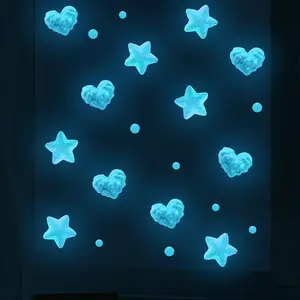 1pc Fresh cloud, star, blue night light stickers, fun, self-adhesive, removable, waterproof DIY stickers, suitable for home decoration, glass decoration, switch decoration, etc.
