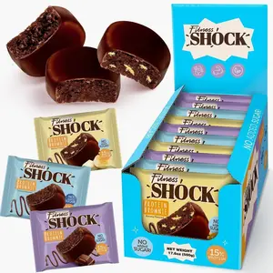 FitnesSHOCK Protein Brownie Variety Pack – Dark Chocolate Dessert Bars – Banana, Coconut & Dark Chocolate – Low Sugar Dessert Alternative (2g Total Sugar) – 10 Count, 10x50g