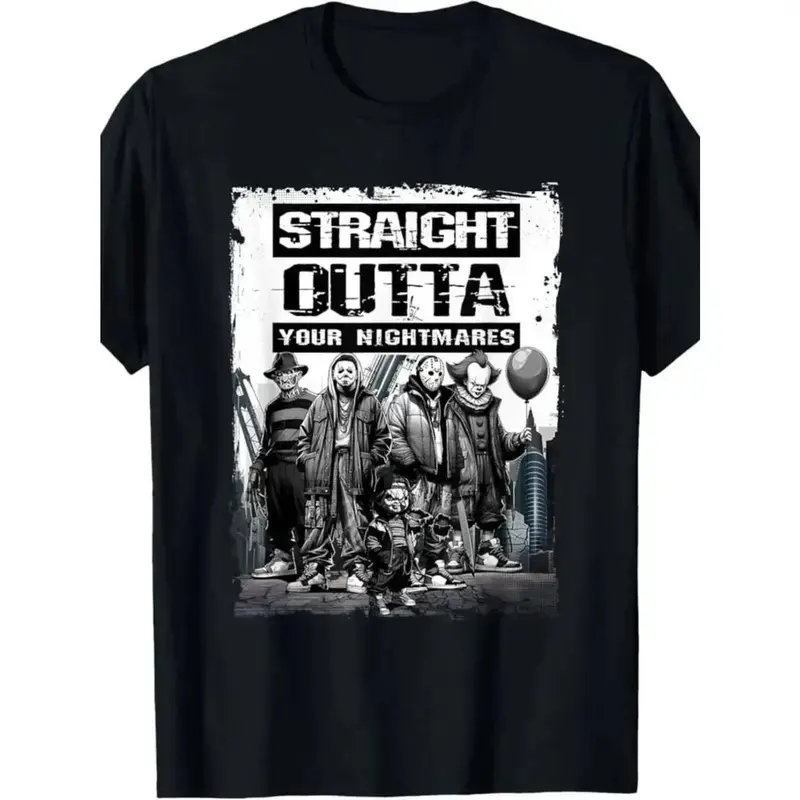 Men's Vintage Horror Halloween T-Shirt - 100% Cotton Casual Round Neck gifts