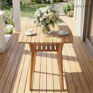 CHAIRUS 39.5" Solid Acacia Wood Outdoor Bar Table, High Top Waterproof Patio Pub Table, Counter Height Bistro Table for Balcony, Backyard, Deck, Home Decor outdoorfun