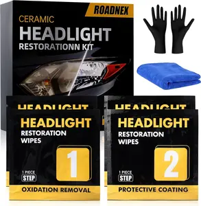 Headlight Restoration Kit Ceramic Headlight Cleaner and Restorer 2-Step Wipes Removes Yellowing Oxidation Cloudiness Restores Clarity Brings Headlights Back to Like New Condition for Car Truck SUV Motorcycle All Vehicles