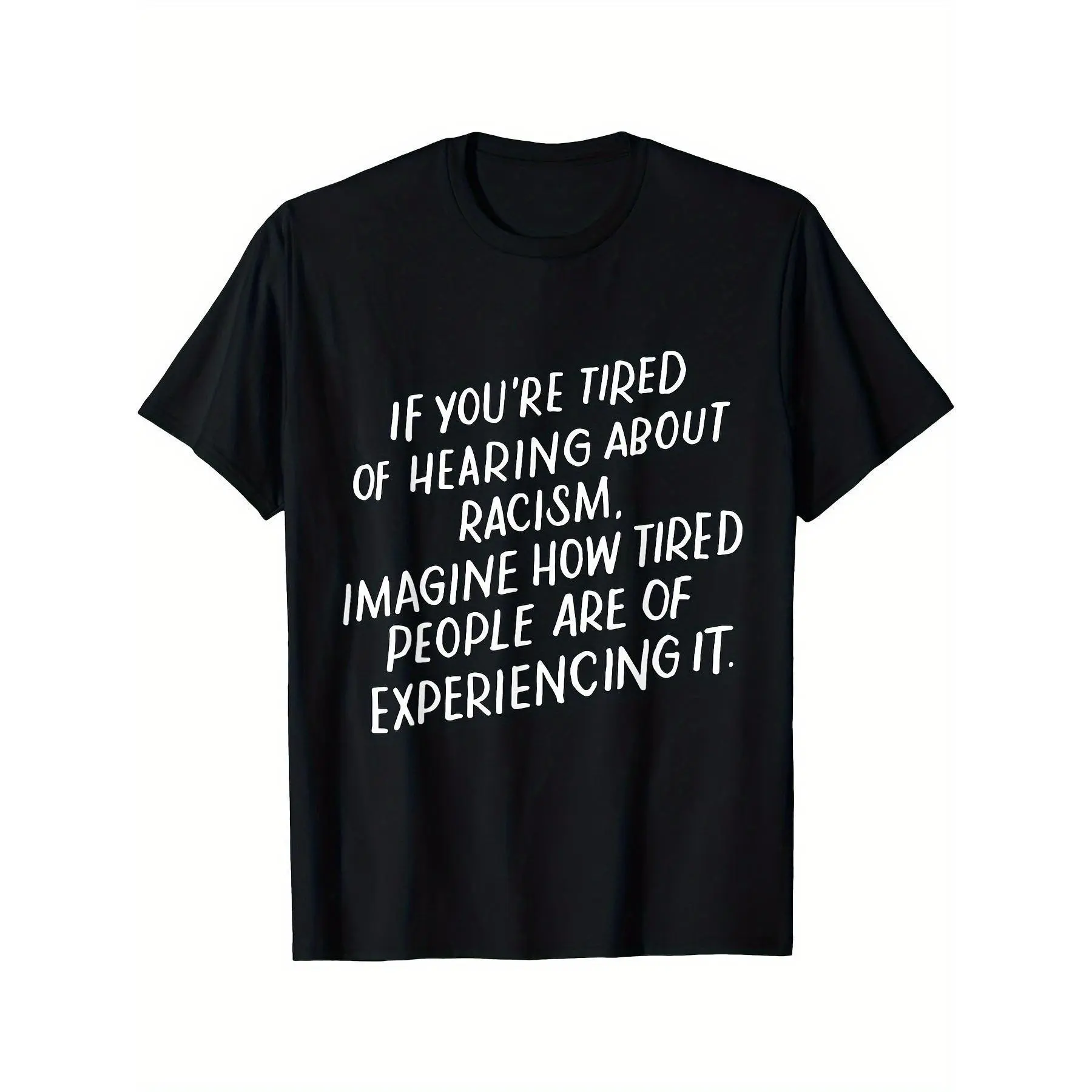 Men's Cotton T-Shirt - Short Sleeve Crew Neck with Anti-Racism Graphic, Social Justice Wear for Activists, Plus Size, Menswear, Shortsleeve