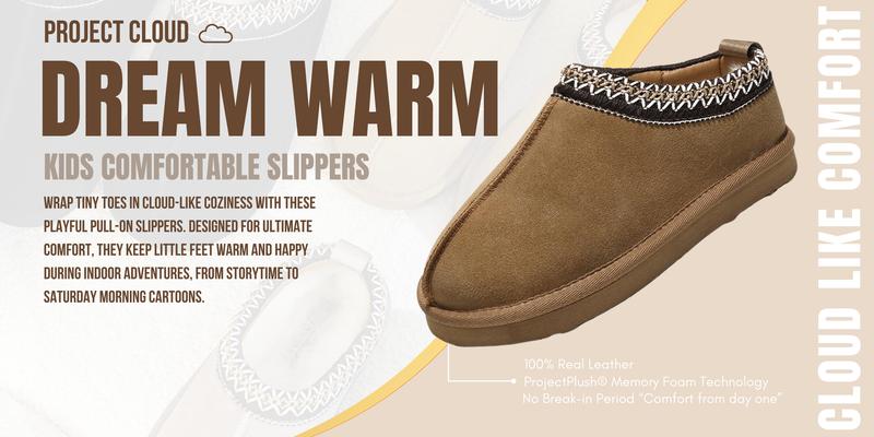 Project Cloud Kids Slippers | Australian Sheepskin | Memory Foam Insole | Lightweight | Non-Slip Girl Footwear - Dreamwarm