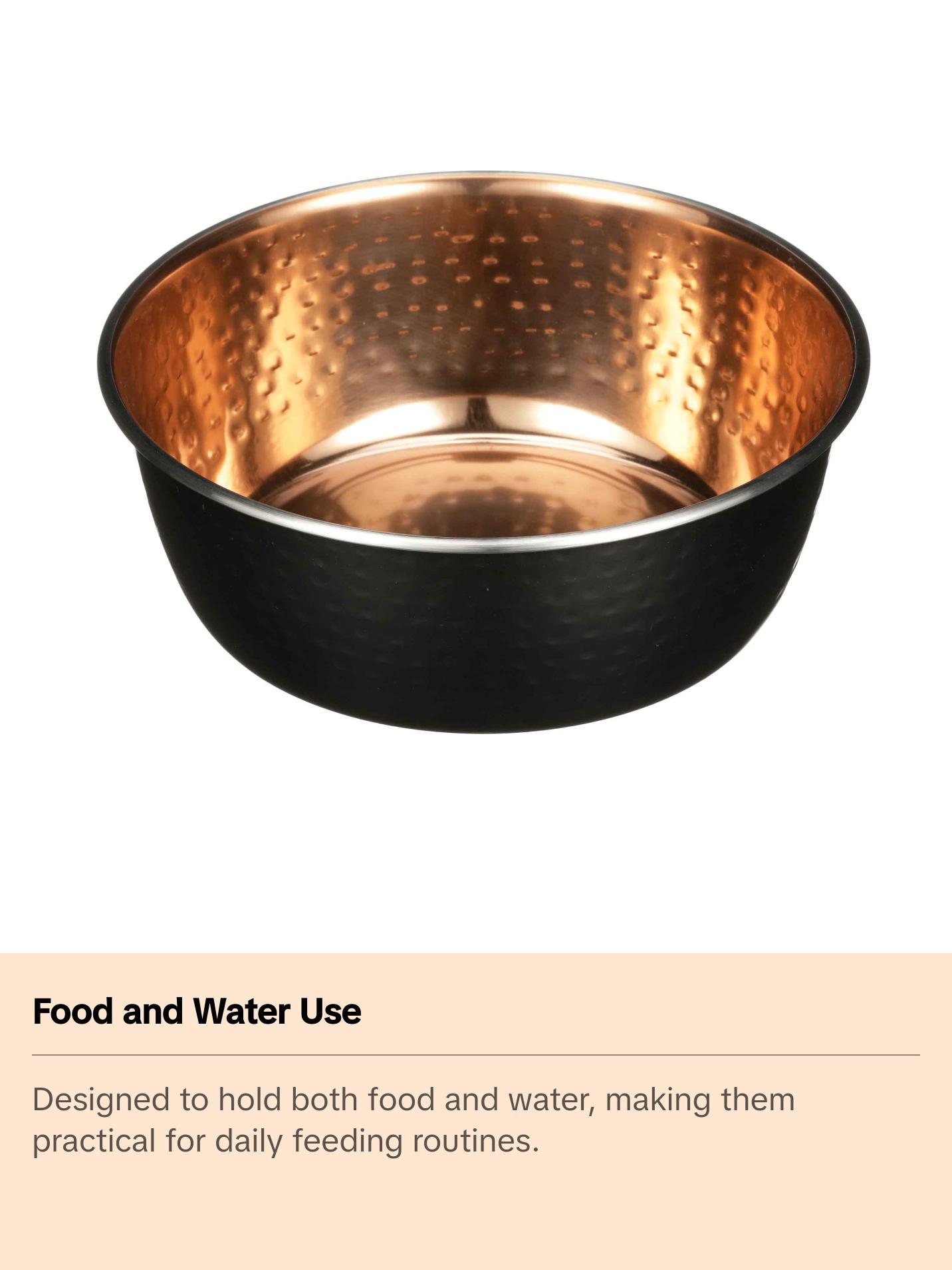 Neater Pets Hammered Black & Copper Pet Bowls for Dogs or Cats 16-64 Oz No-Skid Design Stylish Feeding Bowls Neater Pets Hammered Black & Copper Pet Bowls for Dogs or Cats 16-64 Oz No-Skid Design Stylish Feeding Bowls
