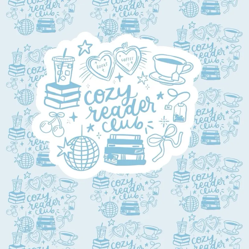 Cozy Reader Club Waterproof Vinyl Sticker - Cute Decal for Kindle, Laptop, Water Bottle