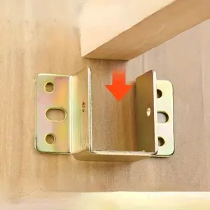 8pcs Heavy-Duty Metal Bed Frame Bracket, L-Shaped Corner Support Hooks, Furniture Stability Hardware, Non-Wooden Bed Frame Connector, Anti-Loose Fixing Accessories.