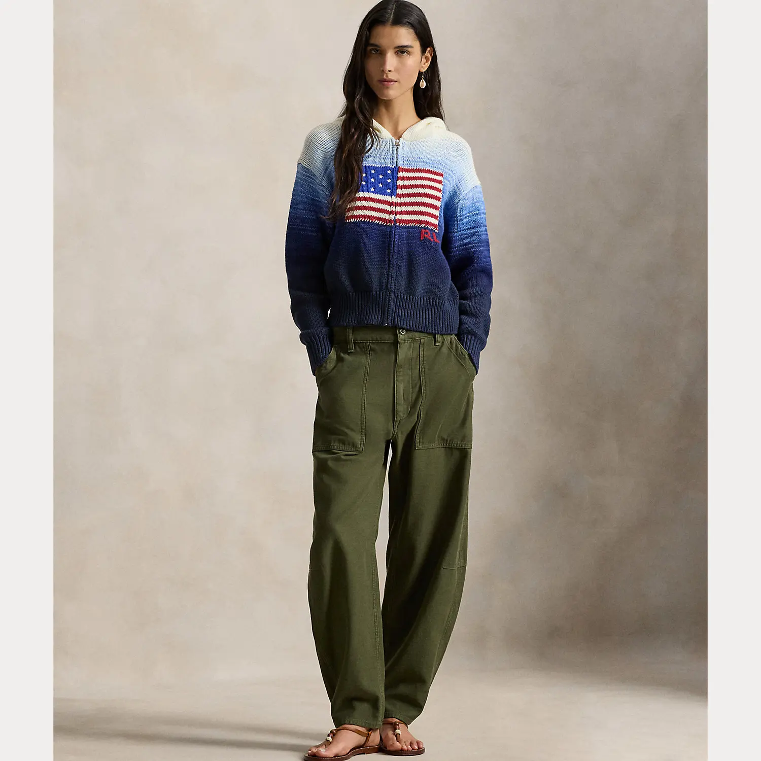Polo Ralph Lauren - Flag Ombré Cotton Zip Hoodie Polo Ralph Lauren - Flag Ombré Cotton Zip Hoodie